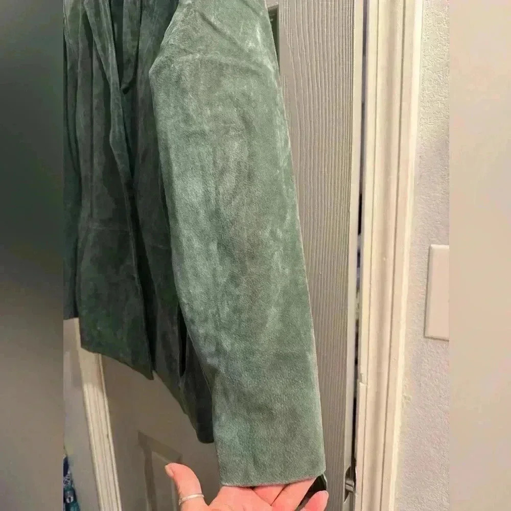 Women’s Sienna 100% Leather Blazer with lining in green size 8 EUC - Picture 8 of 9